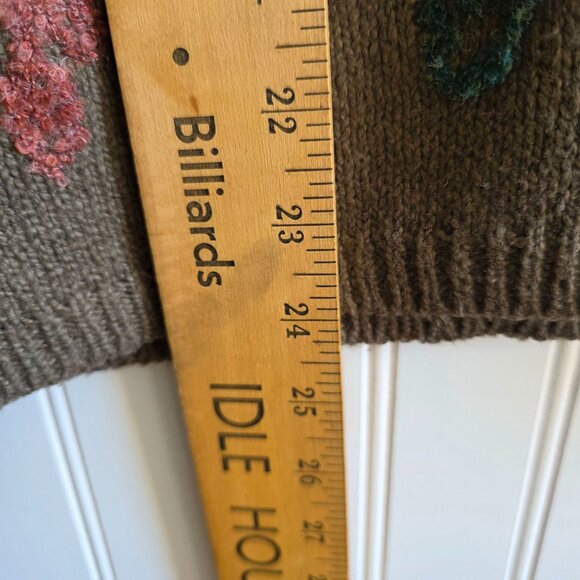 Embroidered Chocolate Brown Cardigan Large Fall Leaves Cottagecore Rustic New - Picture 9 of 9